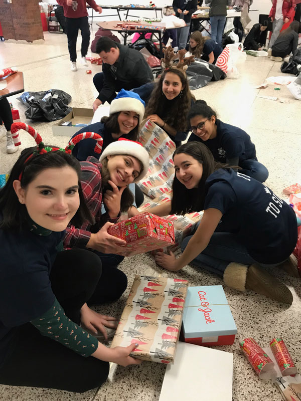 The Huntington Key Club members wrapped the gifts following the Target shopping tour.