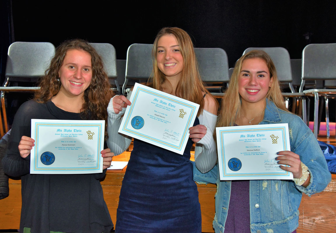 Alyssa Sorensen, Abby Maichin and Marissa Stafford are among the 54 new Math Honor Society inductees
