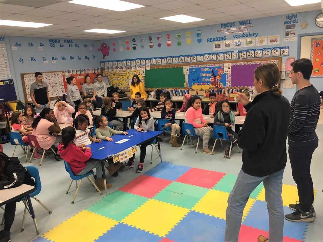 The Interact club members and the Washington School third graders really hit it off with each other