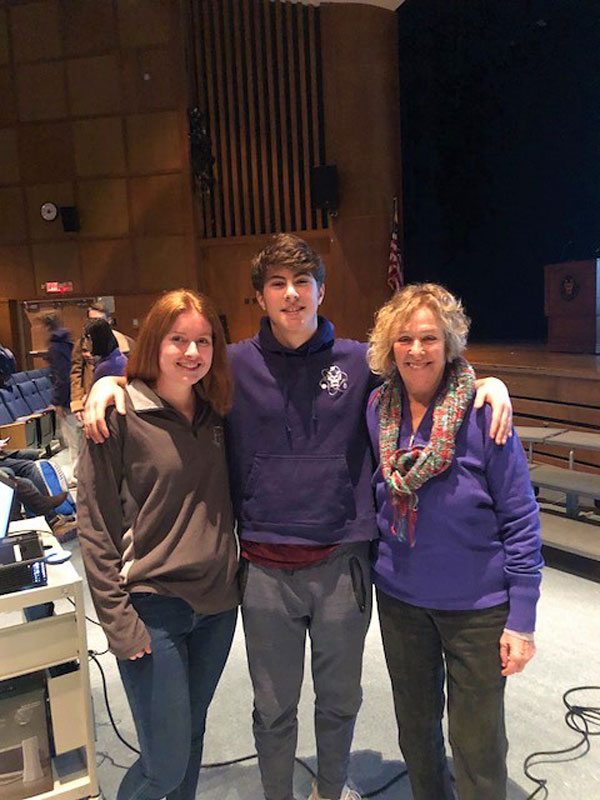 Sara Frawley and Sam Roberts with Huntington Breast Cancer Action Coalition founder Karen Joy Miller.