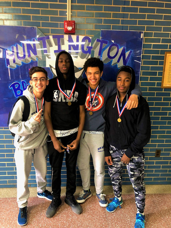 The freshman 4x200m relay of Quincy Chery, Adrian Angueira, Collin Garcia and Jahiem Hawkins won a gold medal.
