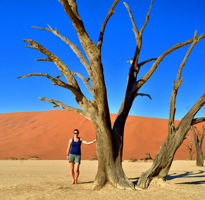 Susie Fiore during a trip to Namibia in Africa.
