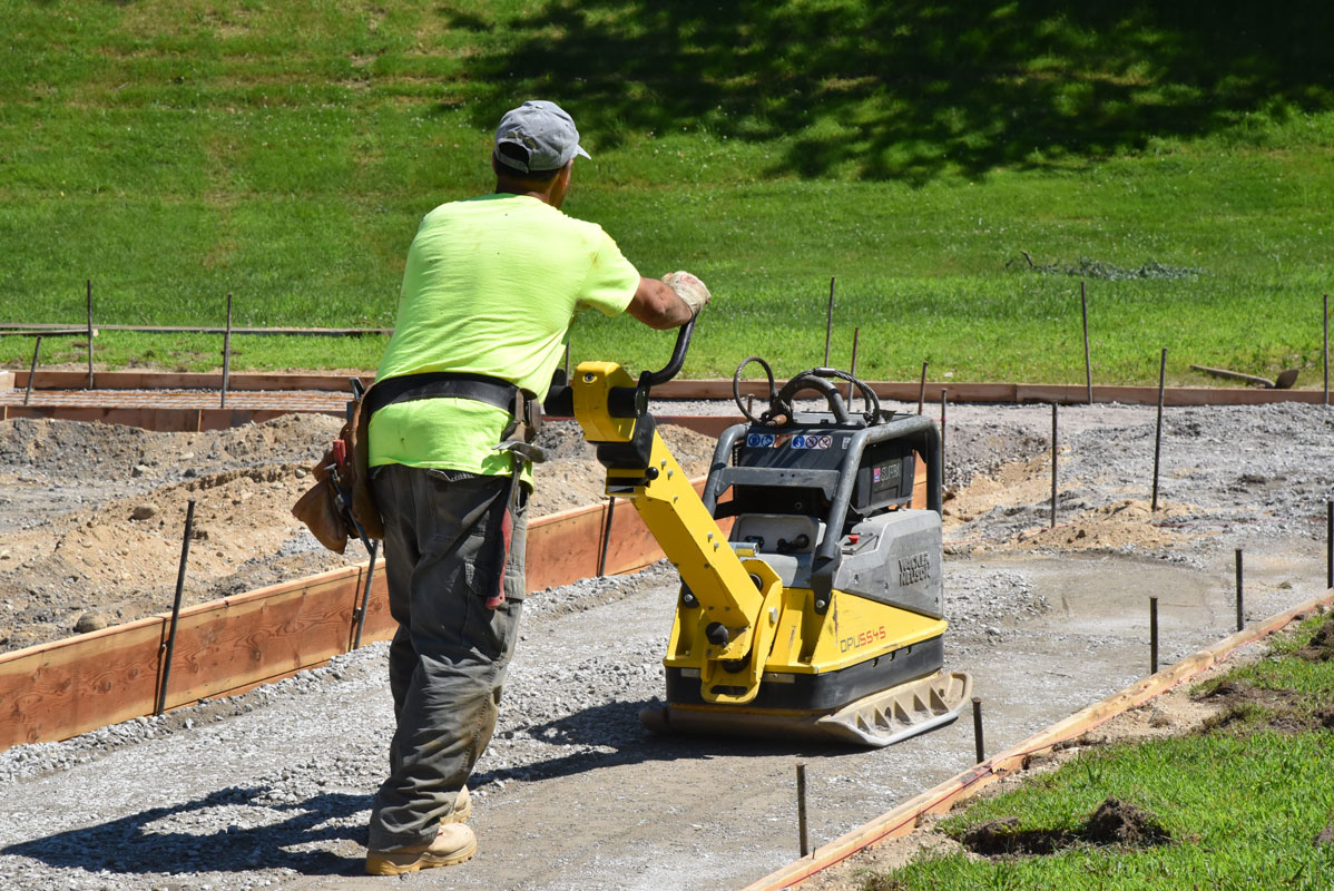 Work to install new sidewalks and curbs at Woodhull School is progressing well 