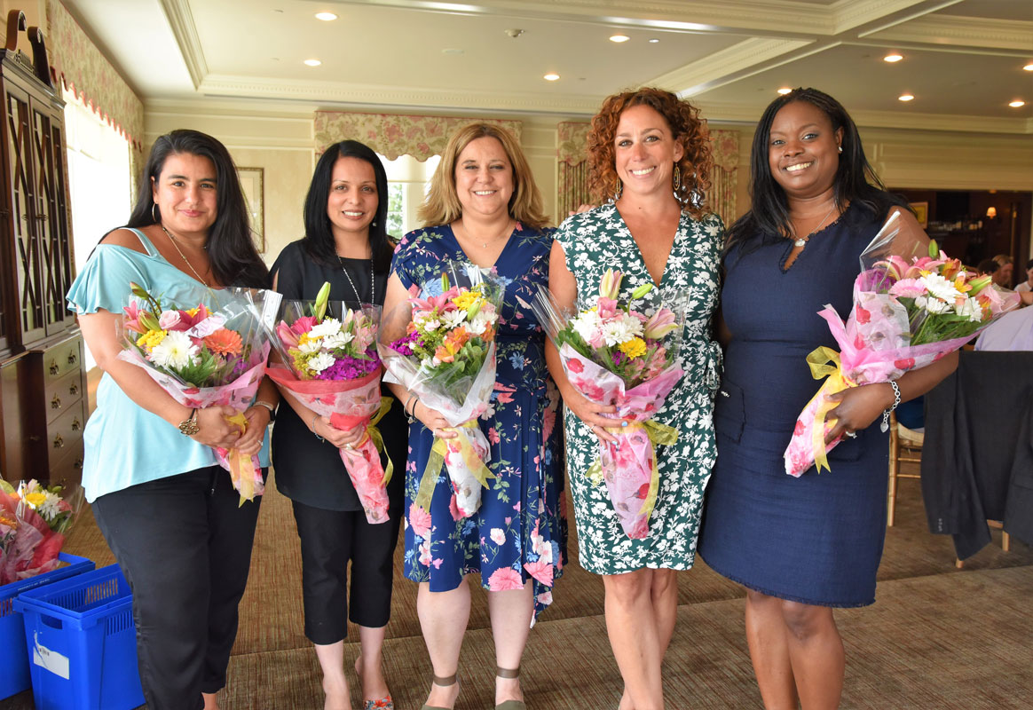 New PTA Council President Kristin Kanzer (center) with  Carolina Addeo, Mariam Murtaza, Jennifer Carillo and Tonya Guandique 