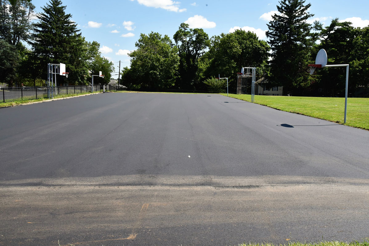 The three outdoor basketball courts at Jack Abrams STEM Magnet School have been completely resurfaced 