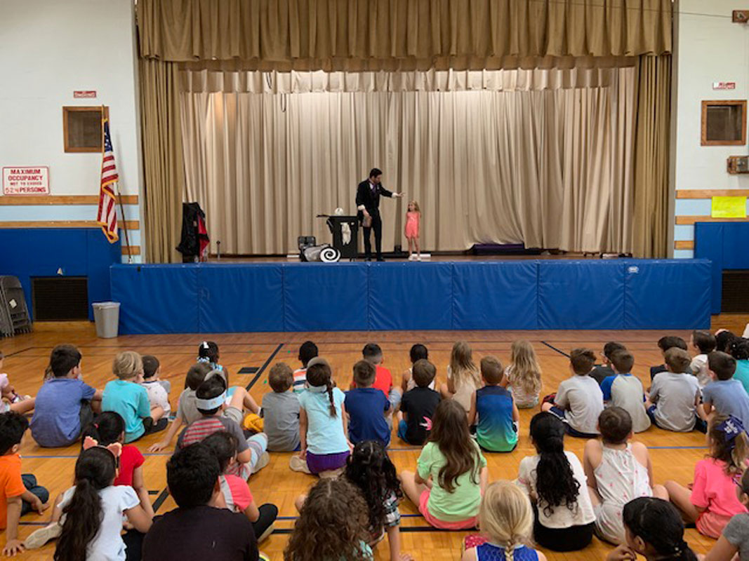 Prestino the Magician entertained Flower Hill School first graders.