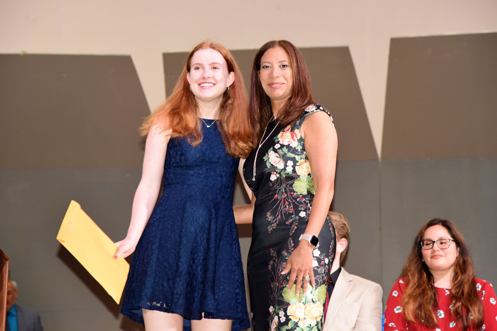Daughters of the American Revolution Award recipient Sara Frawley with guidance counselor Josephine Saladin 