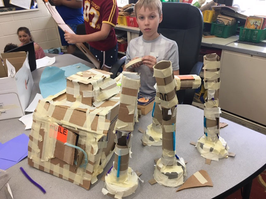 The STEM fourth graders used every bit of their intellect and resourcefulness to meet the challenge.