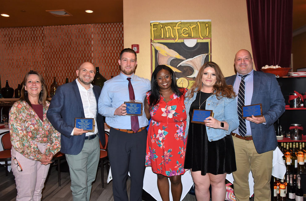 SEPTA officials honored teachers Frank Battista, Tim Witt, Victoria Garbarino and Anthony Troffa with its Distinguished Service Award.