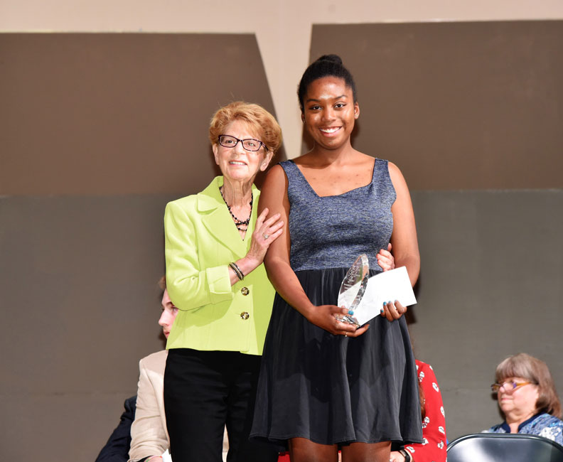 Felicia Karolyi with Tom Karoly Music Scholarship Award recipient Arielle Harvey