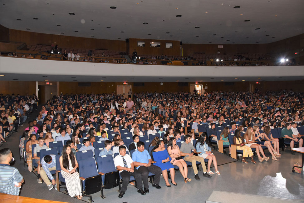 The Huntington High School auditorium was packed for the J. Taylor Finley Middle School moving up exercises