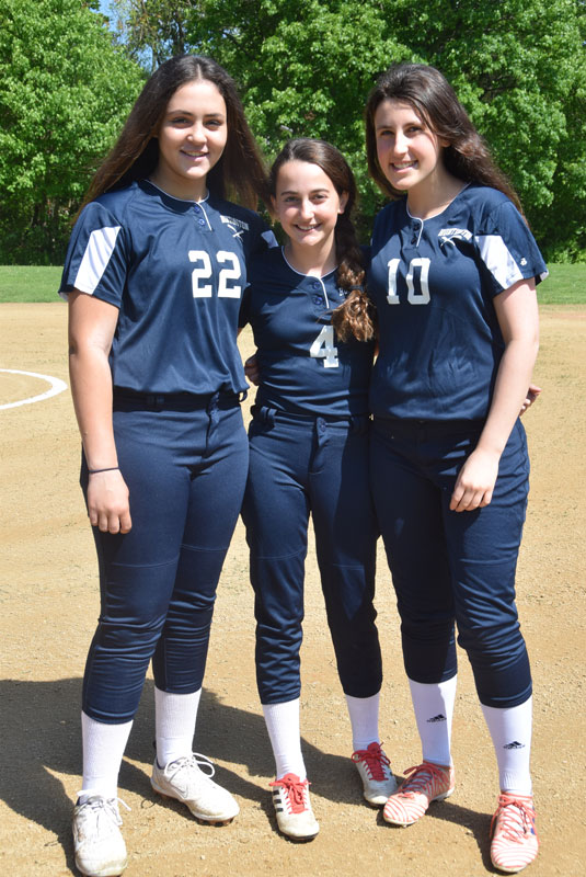 Finley Middle School softball captains Haileigh Smith, Mackenzie Ahern and Ella Kamenstein 