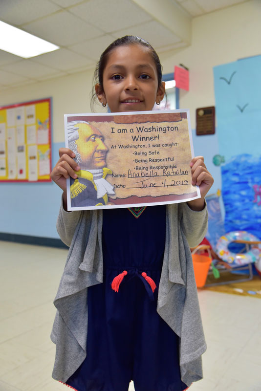 Third grader Anabella Rafailan is a proud Washington Ways Award winner 