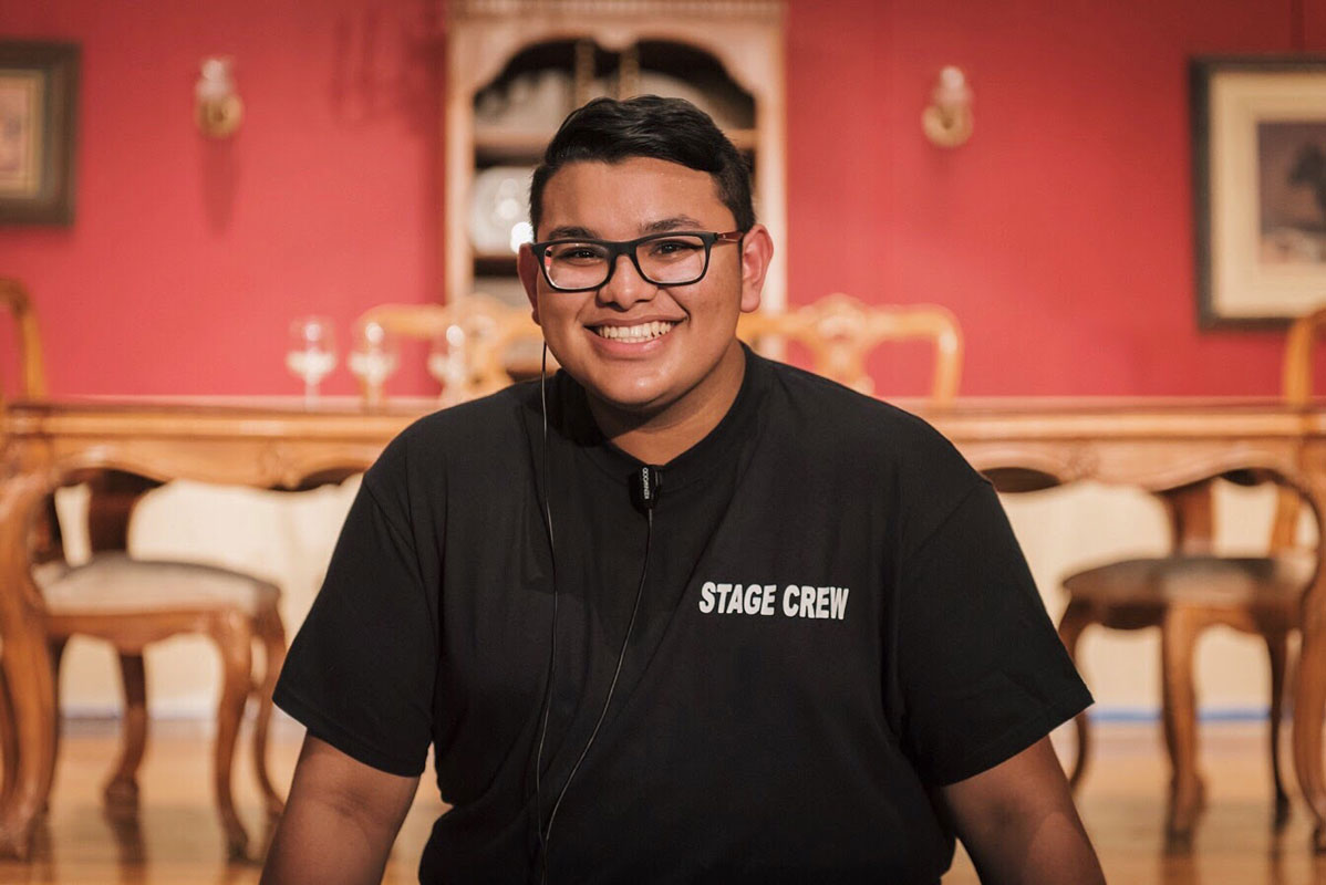 Andy Ulloa on the set of The Desk Set.