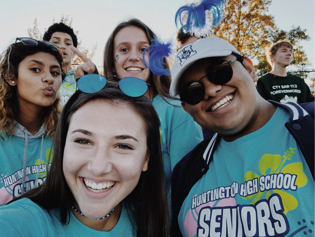 Andy Ulloa with fellow seniors on Homecoming Day at Huntington High School.
