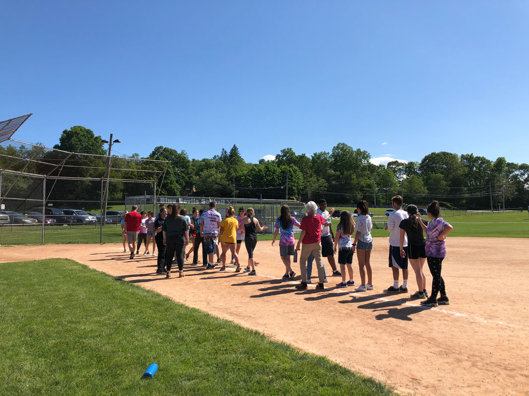 Huntington's Natural Helpers and Life Skills  students came together for a friendly kickball game 