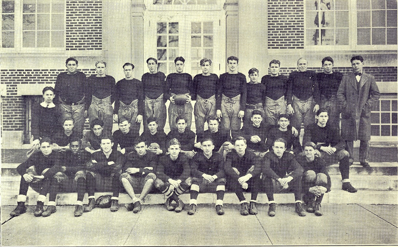 Huntington High School's 1929 football team with head coach William Class.