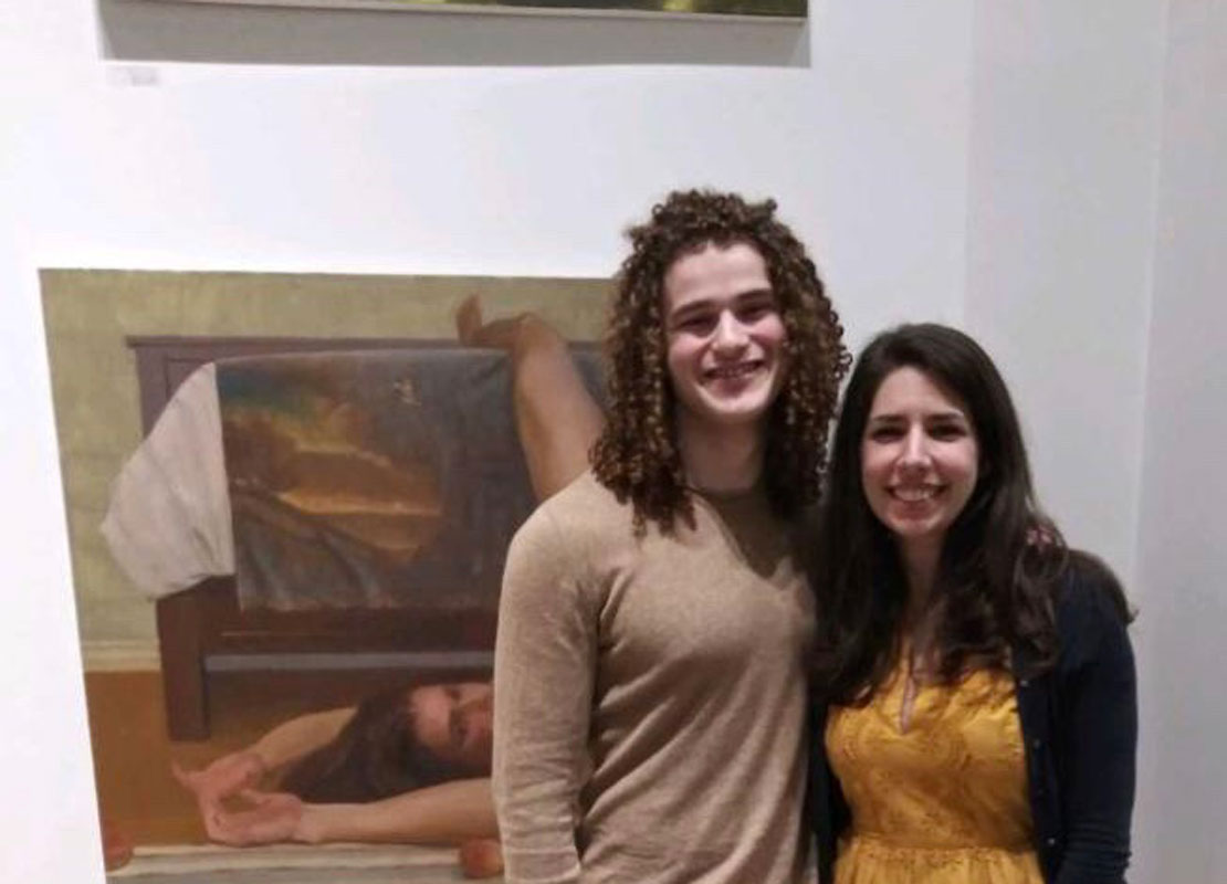 Huntington alum Aaron Feltman with art teacher Kristin Singer in Philadelphia.