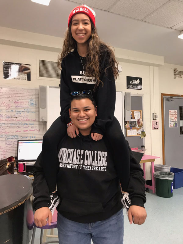 Andy Ulloa with fellow chorus senior Natalie Gonzalez at Huntington High School.