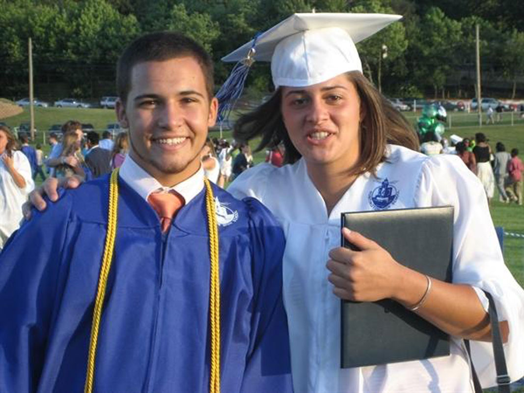 Justin Giani and his cousin, Maria Canino at the Huntington commencement in June 2007.