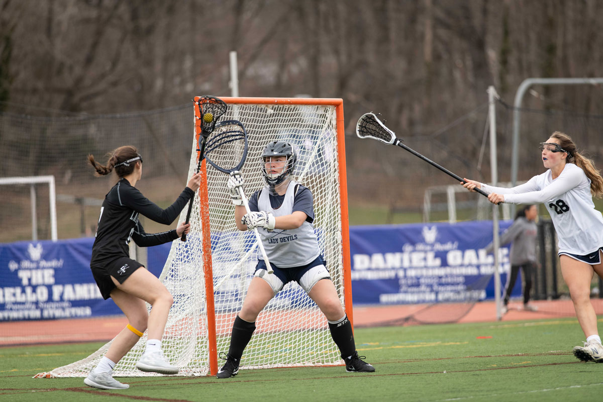 Maya Santa-Maria is Huntington's All-County lacrosse goalie. (Darin Reed photo)
