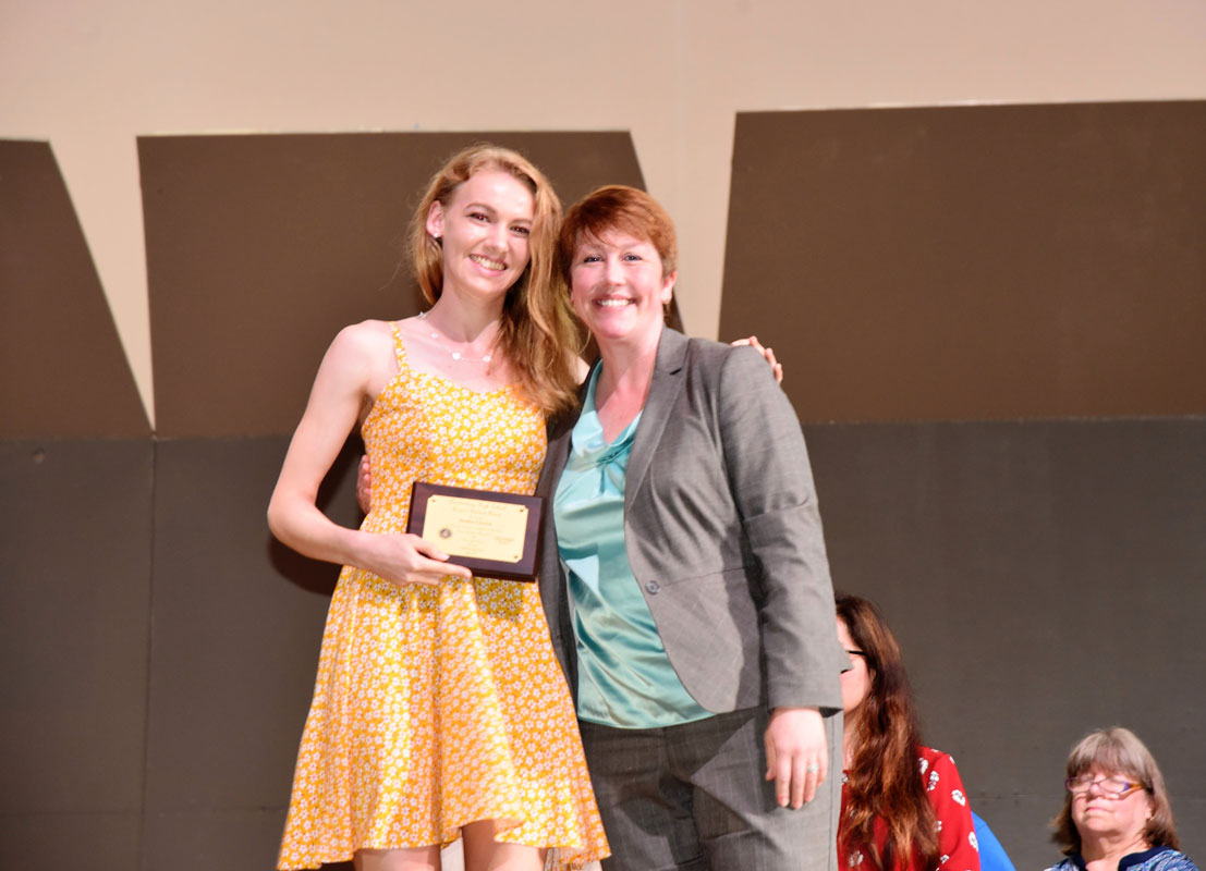 Rensselaer Medal and Suffolk Science Teachers Award recipient Hadley Clayton with STEM Director Jill Johanson.