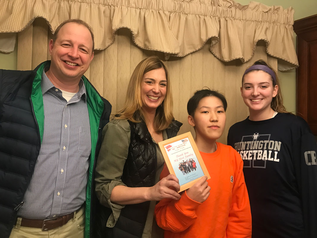 Rob and Jennifer Maichin and Huntington junior Abby Maichin hosted Kris from Hong Kong.