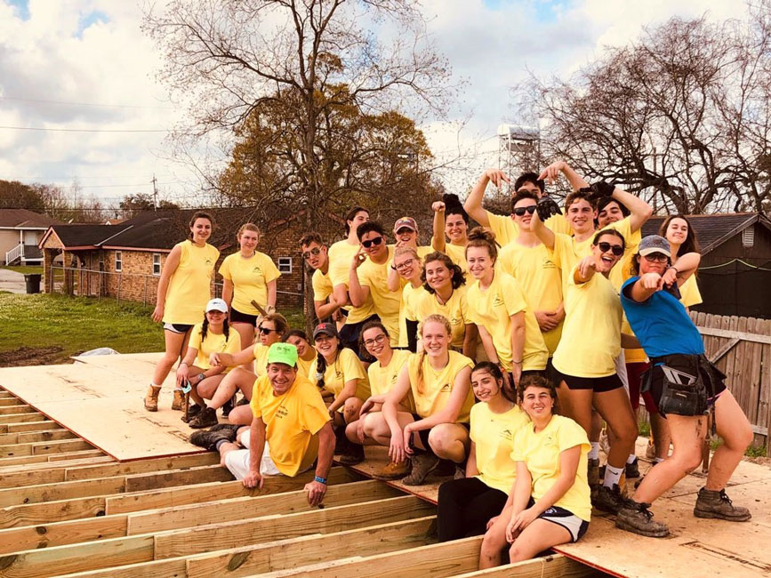 The Huntington Habitat for Humanity club members worked hard on the job site in New Orleans 