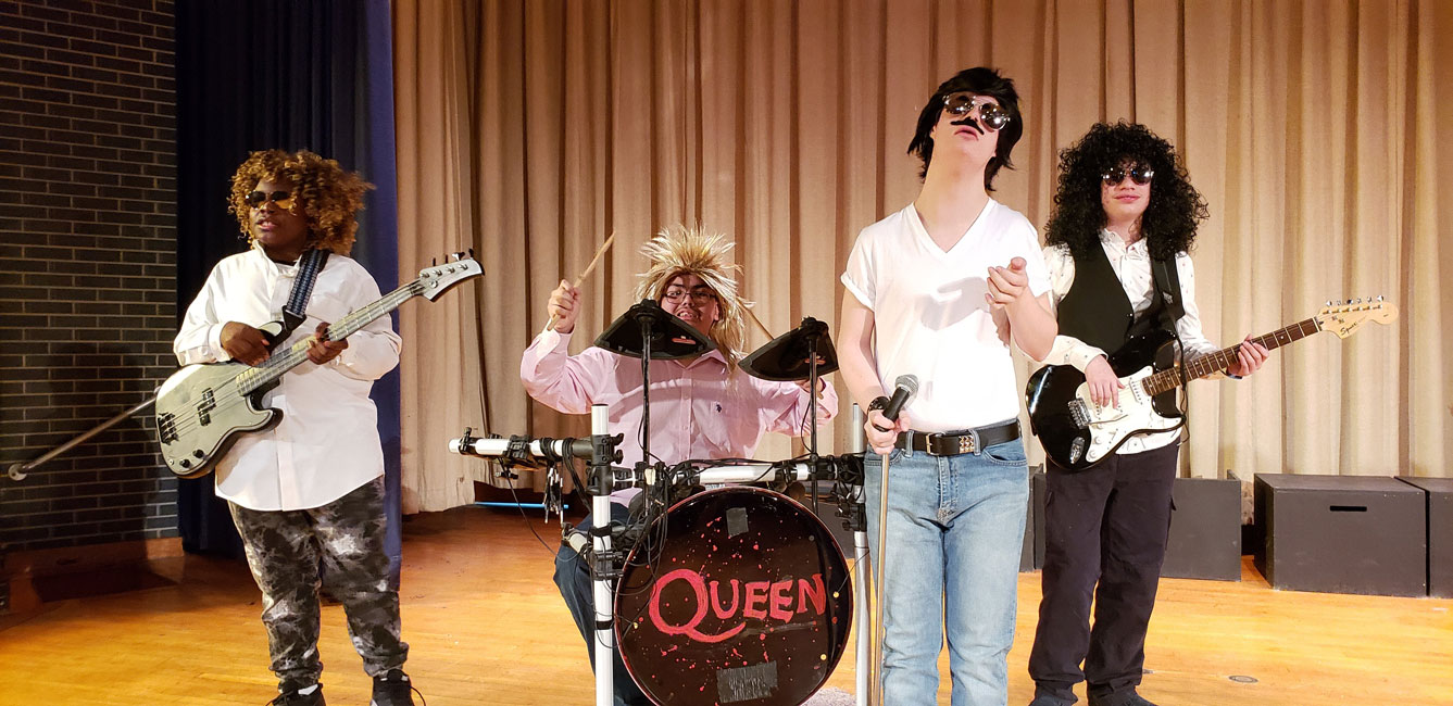 The Finley students played part of Queen's famed set list from its 1985 Live Aid concert.