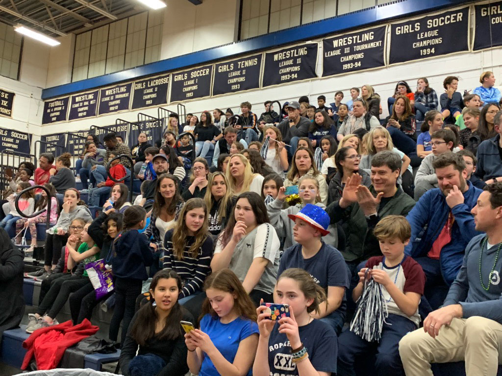The bleachers in Louis D. Giani Gymnasium were packed for the game.
