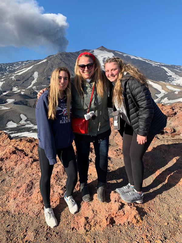 Camille Tedeschi is flanked by Marissa Stafford and Mia Redick in Italy.