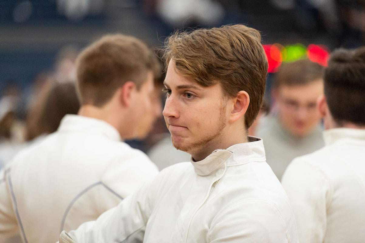 Senior Dominick Stanley has been a Huntington fencer for many years. (Darin Reed photo.)