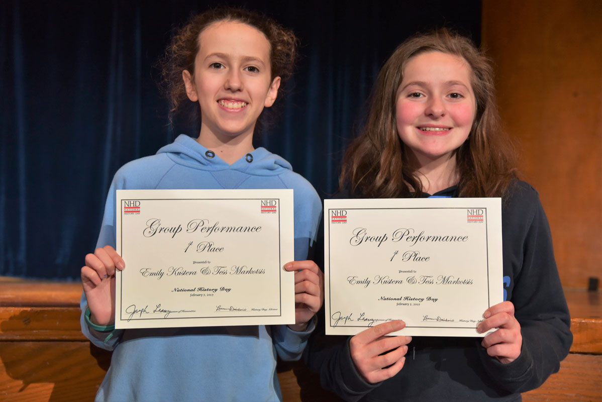 Junior Division Group Performance category first place honorees Tess Markotsis and Emily Kustera.
