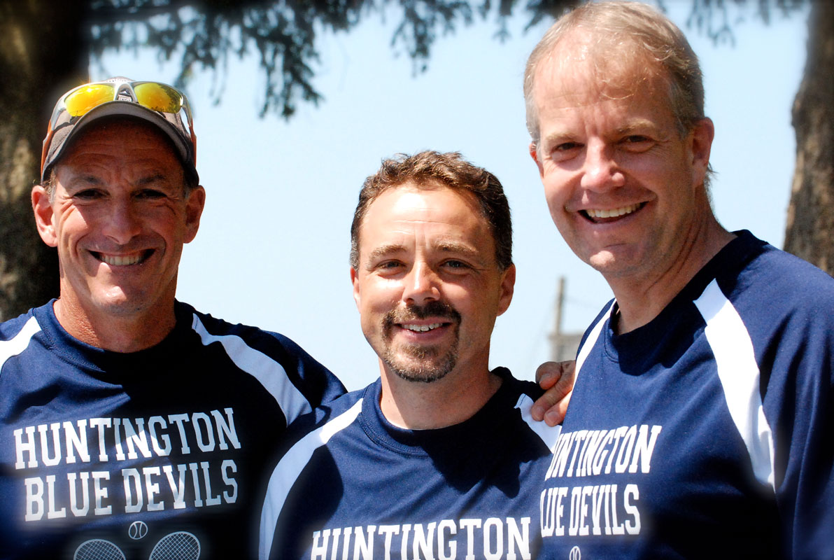 Huntington High School boys' tennis coaches Jamie Fishlow, Eric Mininni and Rob Gilmor.