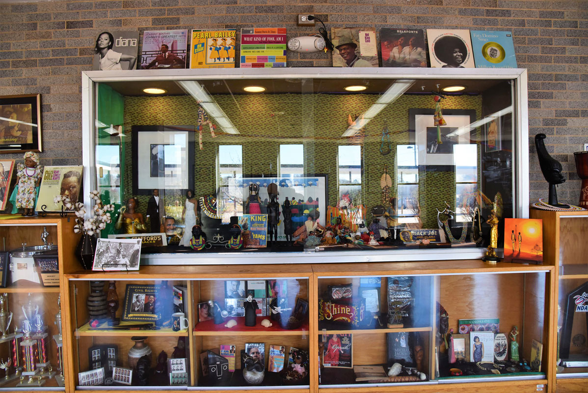 History is on display in the Huntington High School main lobby. 