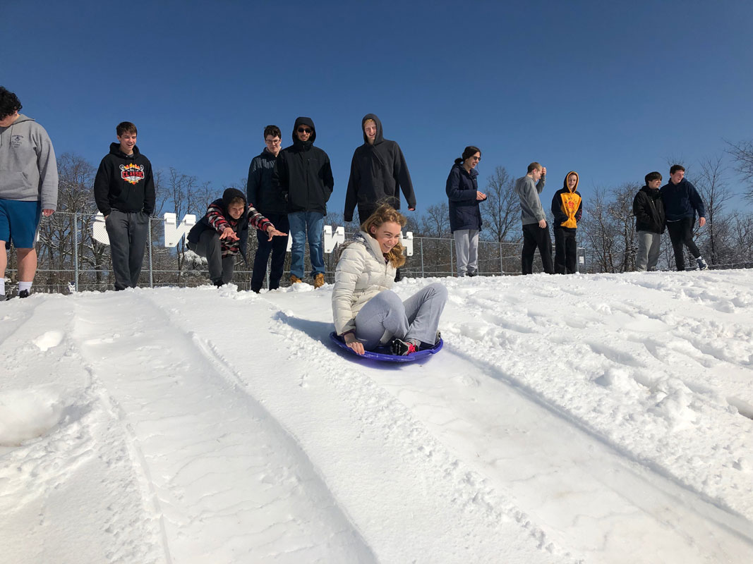Huntington High School AP Physics classes had a blast during an outdoor lab in the snow this past Monday 