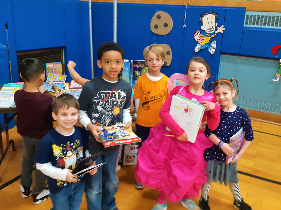 Flower Hill School students were all pumped up about  a recent book swap