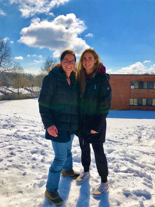 Lab assistant Marissa Stafford with physics teacher Stacey Byrnes during a recent outdoor lesson