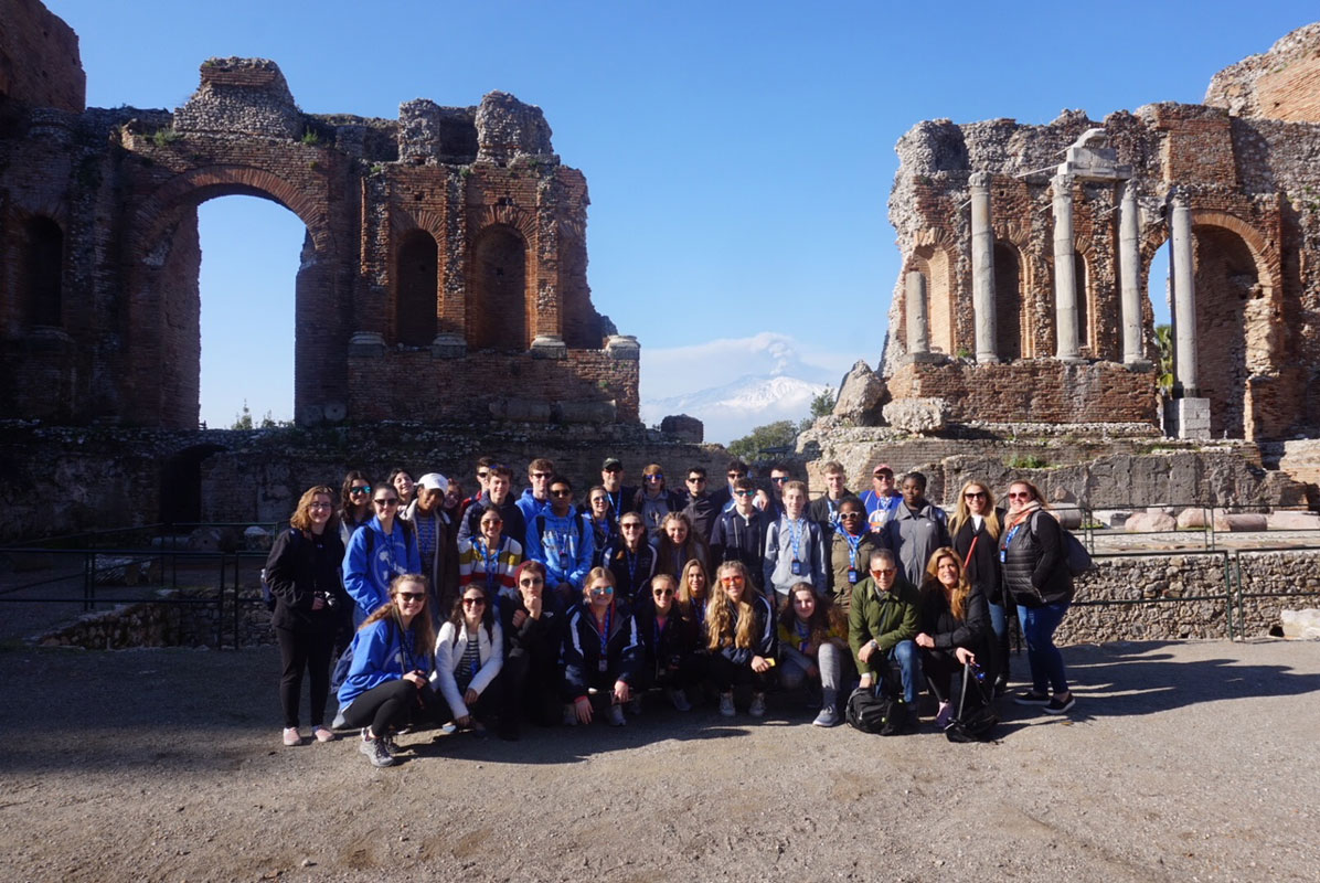 Ancient ruins fascinated the Huntington students and chaperones.