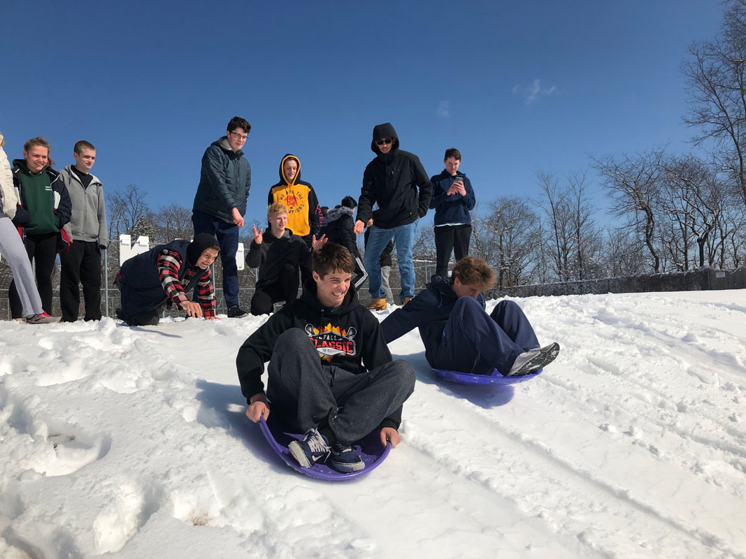 Huntington High School AP Physics classes had a blast during an outdoor lab in the snow this past Monday 