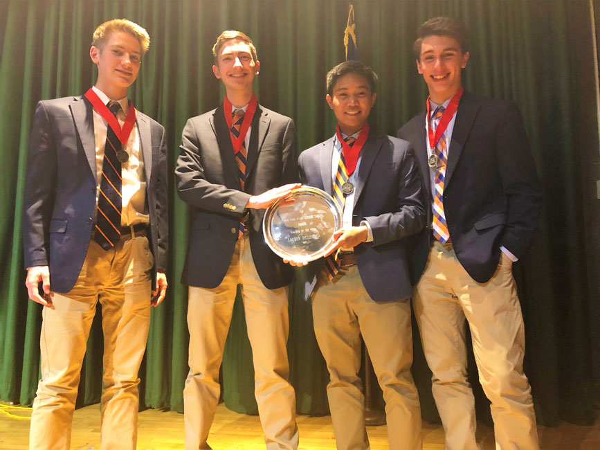 Andrew Knowles, Ryan Knowles, Paul Katigbak and Julien Rentsch at the State History Day awards ceremony in Cooperstown.