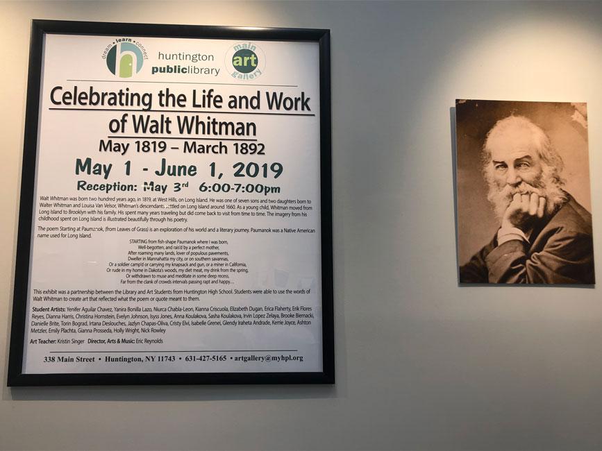 Huntington High School students created artwork inspired by the words of Walt Whitman.