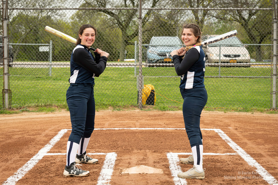 Huntington seniors Morgan Minicozzi and Maya DelGiudice on Blue Devil Senior Day. (Darin Reed photo)