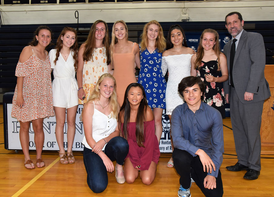 Huntington Superintendent James W. Polansky with the Blue Devils' Gold Key Award recipients.