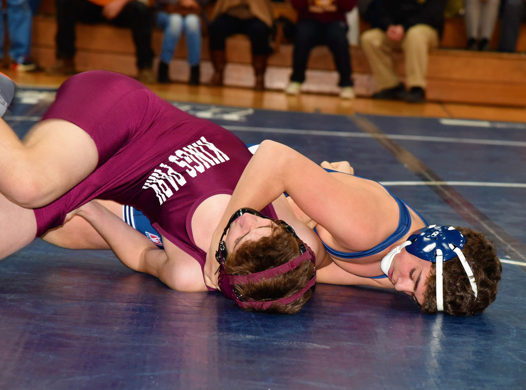 Anthony Annunziata in action for the undefeated Finley Middle School wrestling team. 