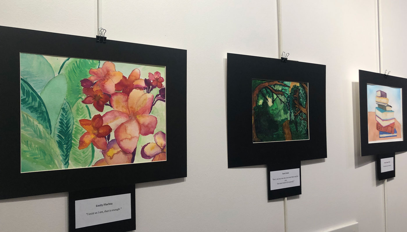 Huntington High School students created artwork inspired by the words of Walt Whitman.  