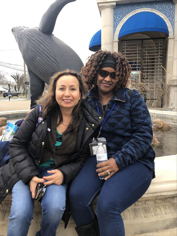 Rosario Lorenzana and Juana Delarosa at the aquarium.