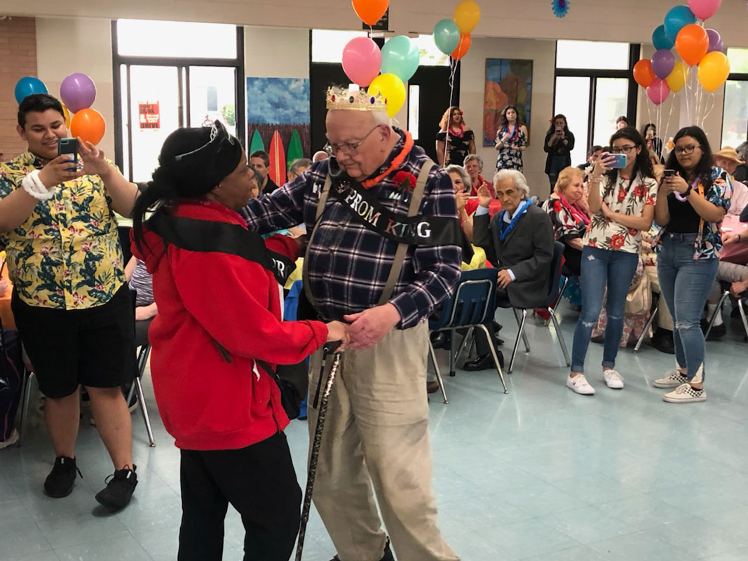 Prom King and Queen Donald Clarke and Lois Bratton share a dance.