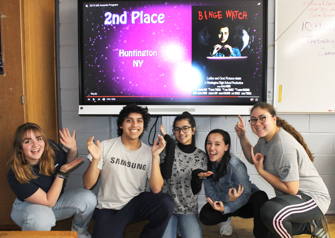 Grace Tyrrell, Jose Suarez, Tahiyat Akber, Jennifer Low and Caitlyn Palermo celebrate their success.
