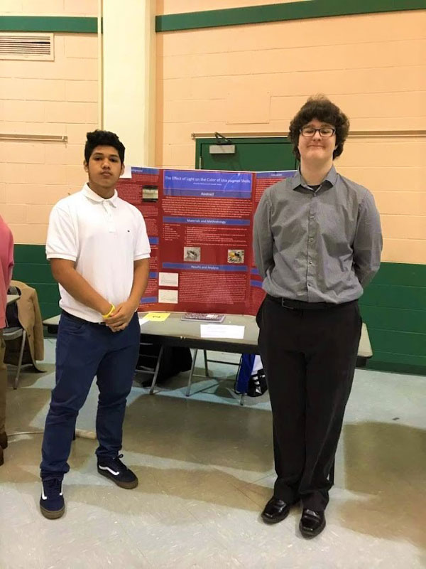 Ricardo Romero-Cisneros and Joe Tonjes at Farmingdale's STEM Diversity Summit.